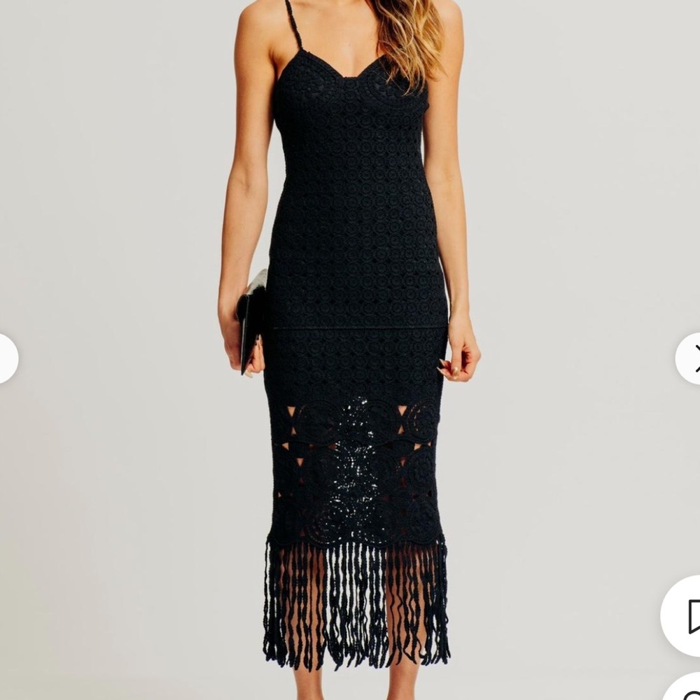 Torn by Ronny Kobo Toby Crotchet Black Dress NWOT